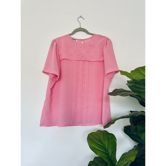 Vintage Ms Bond Judy Bond Pink Bib Blouse Size 12 XL - Picture 1 of 6